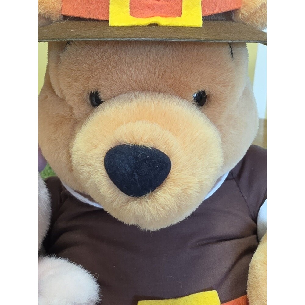 Vtg Disney Winnie the Pooh Pilgrim & Piglet Indian Thanksgiving Plush 13" W/Sign - Picture 6 of 12